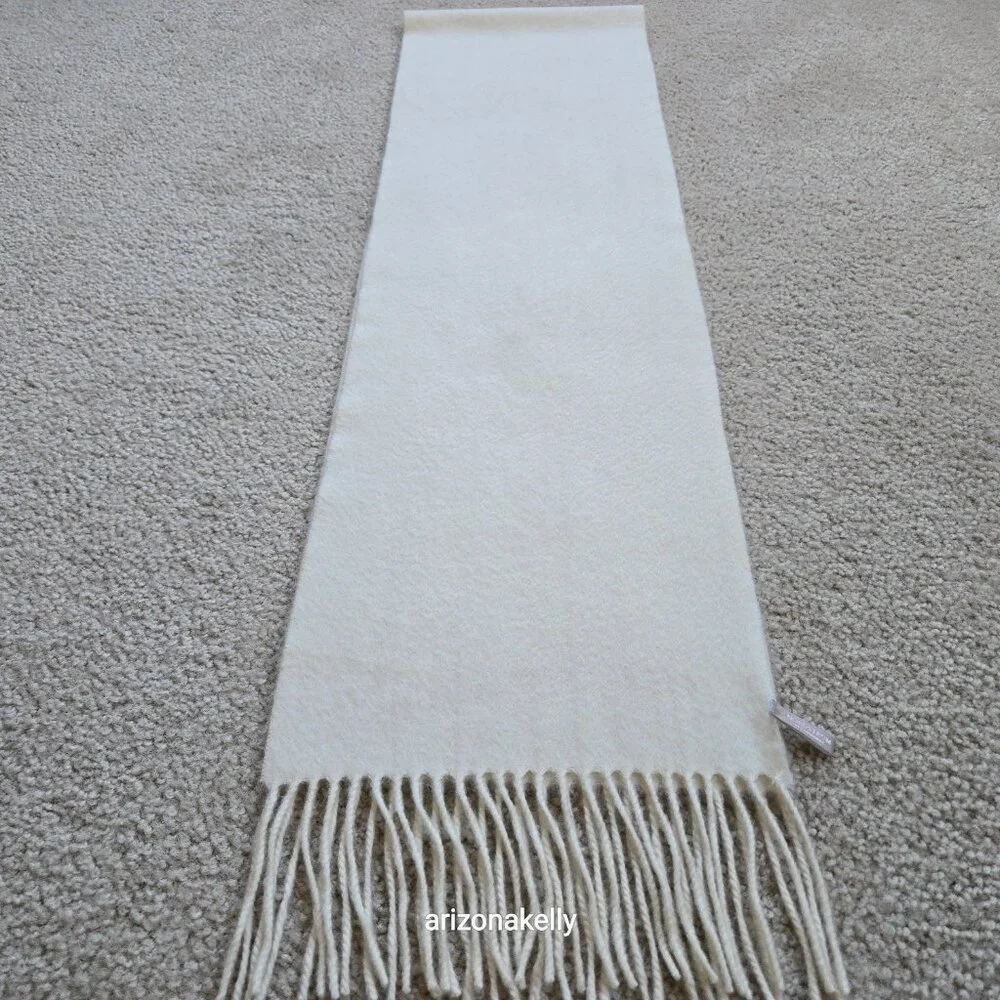 NWOT Nordstrom Cashmere Ivory Woven Fringe Scarf